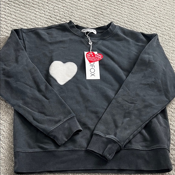 Wildfox Charcoal Sweatshirt with Blurred White Heart - Picture 1 of 3